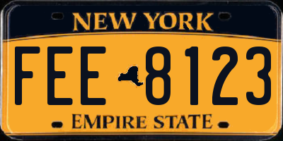 NY license plate FEE8123