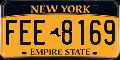 NY license plate FEE8169
