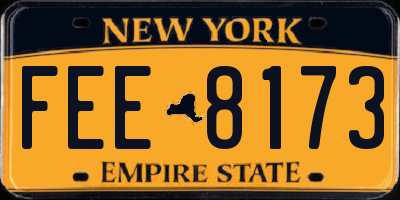 NY license plate FEE8173