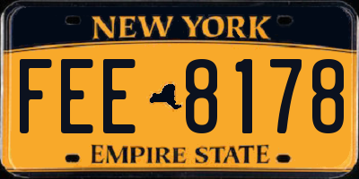 NY license plate FEE8178