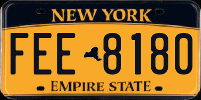 NY license plate FEE8180