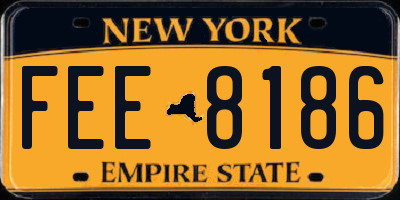 NY license plate FEE8186