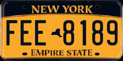 NY license plate FEE8189