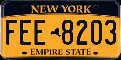 NY license plate FEE8203