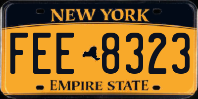 NY license plate FEE8323