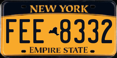 NY license plate FEE8332