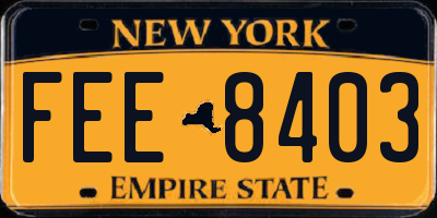 NY license plate FEE8403