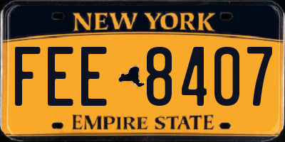 NY license plate FEE8407
