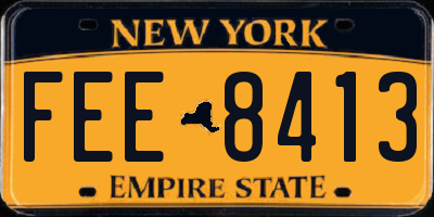 NY license plate FEE8413