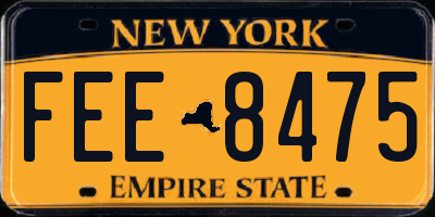 NY license plate FEE8475