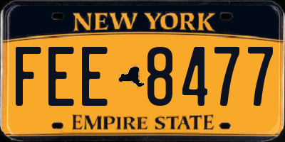 NY license plate FEE8477