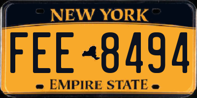 NY license plate FEE8494