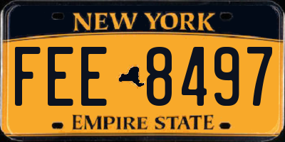 NY license plate FEE8497