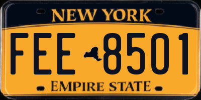 NY license plate FEE8501