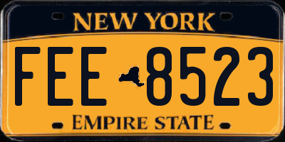 NY license plate FEE8523