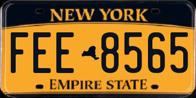 NY license plate FEE8565