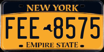NY license plate FEE8575