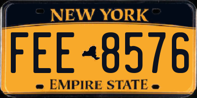 NY license plate FEE8576