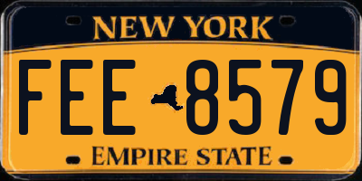 NY license plate FEE8579