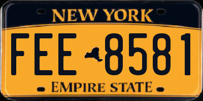 NY license plate FEE8581