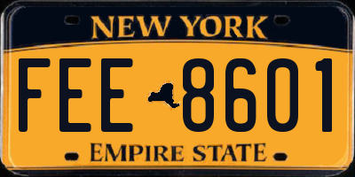 NY license plate FEE8601