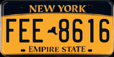 NY license plate FEE8616