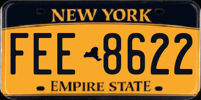 NY license plate FEE8622