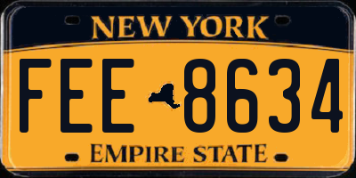 NY license plate FEE8634