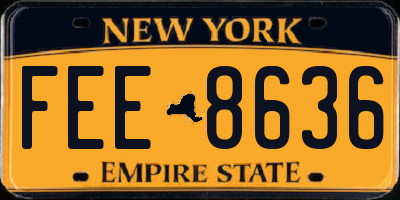 NY license plate FEE8636