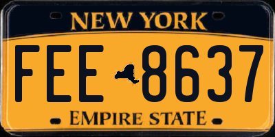 NY license plate FEE8637