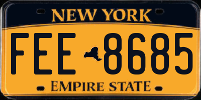 NY license plate FEE8685