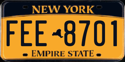 NY license plate FEE8701