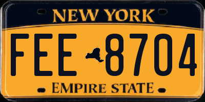 NY license plate FEE8704