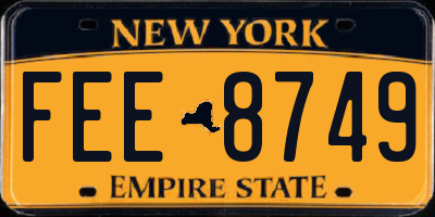 NY license plate FEE8749