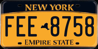 NY license plate FEE8758