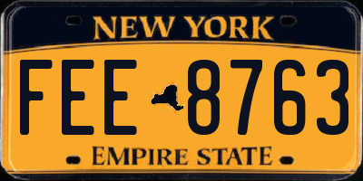 NY license plate FEE8763