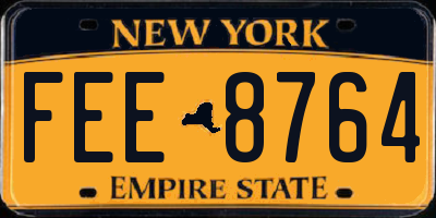 NY license plate FEE8764