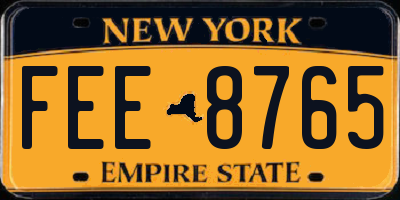 NY license plate FEE8765