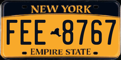 NY license plate FEE8767