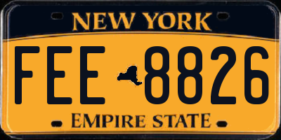 NY license plate FEE8826
