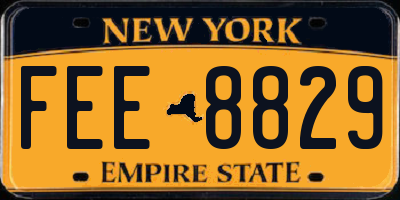 NY license plate FEE8829