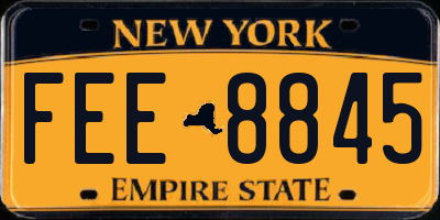 NY license plate FEE8845
