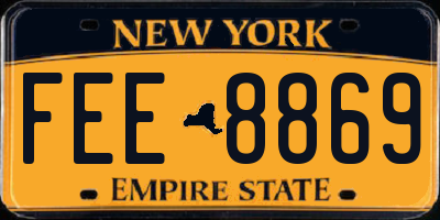 NY license plate FEE8869