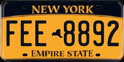 NY license plate FEE8892