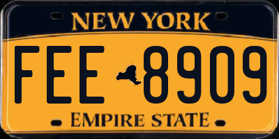 NY license plate FEE8909