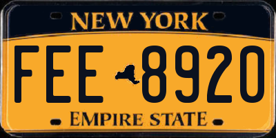 NY license plate FEE8920