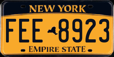 NY license plate FEE8923