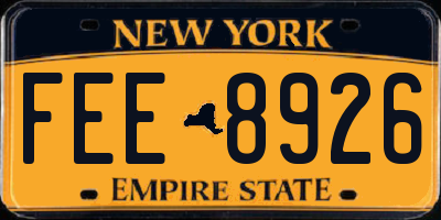 NY license plate FEE8926