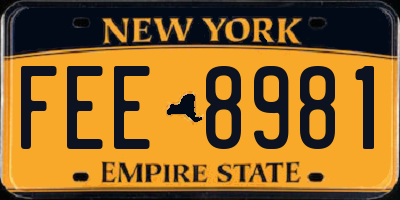 NY license plate FEE8981