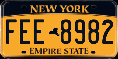 NY license plate FEE8982
